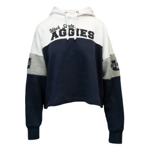 Women's Utah State Aggies U-State Tri-Color Cropped Hoodie